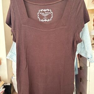 Allison Brittney Chocolate Brown Short Sleeve Top